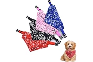 BKEPDY 4 Pièces Bandanas Triangulaires Ajustables Collier Foulard Paisley Accessoire Chien Taille Grande