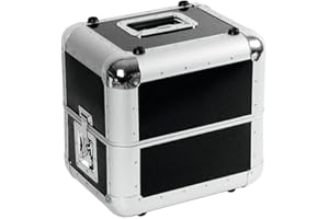 Roadinger - Caja para guardar vinilos (aluminio, esquinas redondeadas, se despliega en 2 partes iguales), de color negro