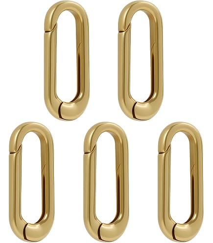 8 Moschettoni Ad Anello Ovale In Ottone Placcato Oro 18K – Scatola Da 8 Pezzi Per Gioielli, Collane E Portachiavi, 18x9 Mm Con Motivo A Torsione