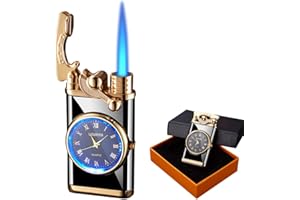 AVCXEC Zapalniczka funkcjonalna zegarek, wiatroszczelna, nadmuchiwana, pudełko na prezent, do papierosów, czarna