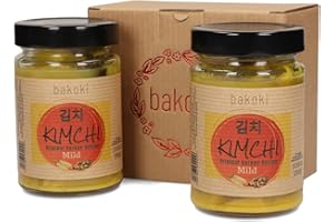 Bakoki 백김치 Baek‑Kimchi – Kimchi doux, sans piment, fermenté de manière traditionnelle au curcuma – 2 × 300 g (idéal pour le déjeuner, les bowls et les accompagnements)