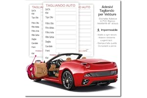 2AINTIMO Tagliando Auto Generico per Ogni Veicolo, Etichetta Adesiva Impermeabile, Bianco, Controllo Olio Km Cinghia Revisione Freni Liquido Filtro Auto, PVC Vinile Adesivo (10)