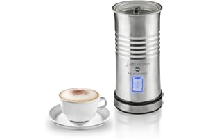 MACOM, Monta Scaldalatte/Cappuccinatore Elettrico, Crea una perfetta schiuma Fredda o Calda di latte per cappuccini e caffè cremosi, Acciaio Spazzolato, Just Kitchen 867 Milkaccino