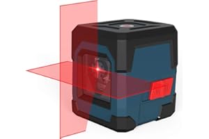 Niveau Laser, RockSeed 15M ± 0,2 mm/m Croix Autonivelant, 1m Antichoc Tourner Ligne, Rouge Horizontal et Verticale, IP54 Étanche À L'eau et Poussière avec Sac de Protection et 2*AA Piles