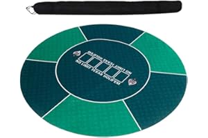 ASOLYM Tapis de Table de Poker Rond de 120 cm de Diamètre, Semelle en Caoutchouc de Table Lisse avec Sac Pliable - Facile à Enrouler et à Ranger, Améliorez Votre Soirée de Jeux