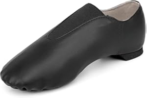 Asyusyu Black Jazz Shoes Split Sole Jazz Dance Shoe with Elastic Insert