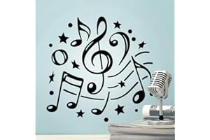 WALL4STICKERS Adesivo da parete con note musicali, decalcomania in vinile, per la casa, la cucina, la danza, la camera da letto, il frigorifero, la cameretta dei bambini, la cameretta dei bambini, la decorazione