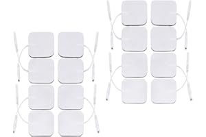16 electrodos iStim | Parches 5x5 cm para TENS EMS reutilizables y autoadhesivos | Conector 2 mm (16 piezas-blanco) No Requiere Gel | Compatibles con Dispositivos Universales | Para Terapia de Dolor