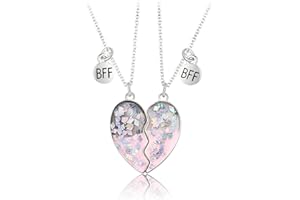 SCJJZ collane bff,collana amicizia,collane per migliori amiche,collana bambina,collana cuore spezzato,Frammento Paillettes Love Children Collana BFF Good Friends Magnet Stone Collana