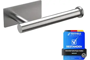 Ibergrif Portarrollos baño Autoadhesivo Redondo | Soporte colgador de acero inoxidable, acabado cepillado
