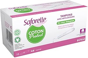 Saforelle algodón Protect – sellos con aplicadores en algodón biológica – Lote de 2 x 16 sellos normal
