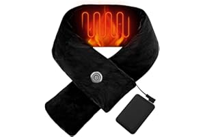 Jovrun Heated Neck Scarf with 5000mAh Power Bank 3 Heat Settings 8 Hours Hours Running Time Heated Scarf for Women Men Rechargeable Neck Heat Pad for Motorcycle Camping Cycling Outdoors