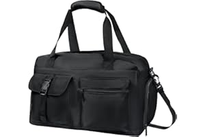 TAWDEEZ Waterproof Sports Gym Bag Duffle Bag with Shoe Compartment and Wet Pockets,Foldable Durable Travel Bag Holdall Bag for Women Man,Hospital Bags(Black)