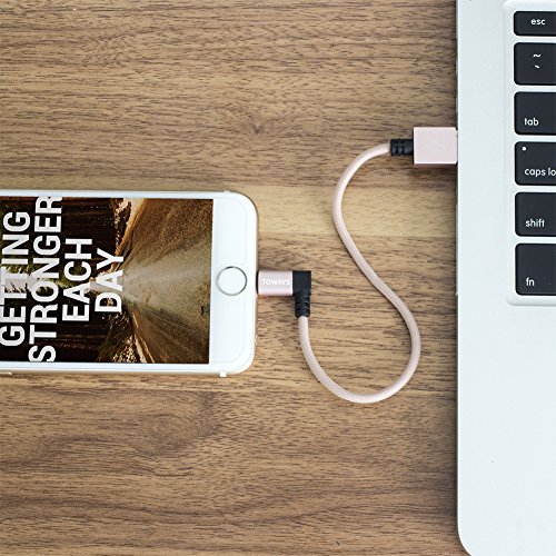 iPhone Ladekabel Toways Lightning Kabel [Apple MFi zertifiziert] 90 Grad Winkel Stecker 0.15m Nylon USB Datenkabel für iPhone 7 / 7 Plus / 5 / iPhone 6 / iPhone SE / 6 / 6 Plus / 6s / 6s Plus / 5 / 5c / 5s, iPad Pro Air Air 2 mini2 mini3 4th Gen, iPod Nano 7th Gen, DJI Mavic Pro Drone, Power Bank – Rose Gold - 7