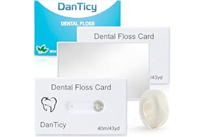 DANTICY Zahnseide, tiefenreinigende, gewachste Zahnseide in einer Kreditkarte mit Spiegel, perfekt für Menschen mit engen und kleinen Lücken zwischen den Zähnen, gleitet reibungslos und einfach, PFAS-frei,