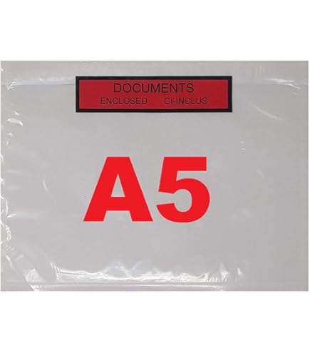 Document bag included (X250) | A5 covers (A4 folded in 2) | transparent self-adhesive | shipping packages, pallet, cardboard | invoice - delivery note - CN23 Customs