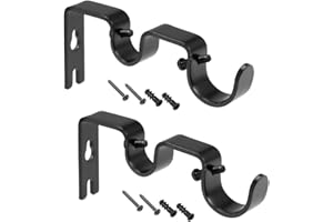 Recogwood 2 staffe per asta per tende, resistenti, montaggio a parete, doppio supporto per asta per tende con viti per sostenere aste per tende da soffitto da 16 mm