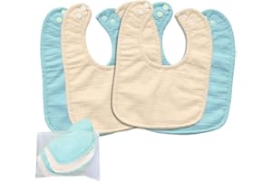 Qalpy Pack de 4 Baberos Bebé Impermeables Recién Nacido – Pack Baberos Impermeables Bebe Algodón Antimanchas Lavables Suaves y Ajustables