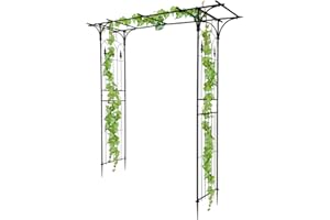 LEADZM Gartenbogen aus Metall 206x41x208cm – Rosenbogen & Rankgitter in Schwarz – Stabiler Rankbogen für Kletterpflanzen
