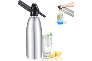 TBRFP Botella Sifón Para Refrescos,1 Litre Soda Maker,Soda Sifón Botella con Regulador de Presión, Aluminio Sparkling Water Maker para zumos caseros, mojitos, cócteles, bebidas