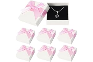 Nideen 6 Pack Small Gift Boxes, 7.5x7.5x3.5cm Jewellery Gift Box with Lids Ring Earring Bracelet Gift Box, Small Gift Boxes for Jewellery(Pink)
