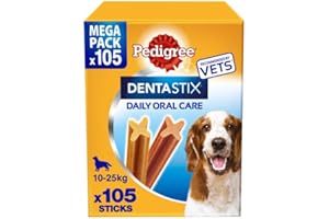 Pedigree DentaStix Daily Dental Chews Medium Dog 10-25kg 105 Sticks
