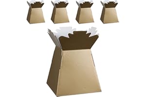 HOMESHOP3000 Flower Bouquet Boxes Florist Packaging Gift Craft Box Vase – Holder for Flowers, Bouquets, Plants, Sweets – Decoration for Wedding, Birthday, Anniversary, Floral Arrangement – Pack of 5 – Gold