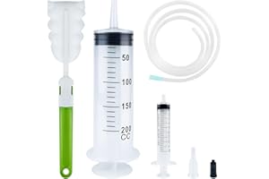 Bohoray Siringa Grande 200ml+10ml,Plastica Siringhe Per Liquidi Con Catetere, Siringa Per Olio Motore Con Spazzola, Riutilizzabili Siringa Per Idroponica Misurazione, Alimentazione Animali Domestici