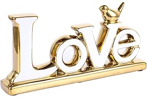 EACHAVE Carteles de amor blanco y dorado para decoración del hogar,Estatua decorativa,Escultura de pájaro dorado, Decoración de personalizada,Adornos decorativos para salón, dormitorio, escritorio,armarios