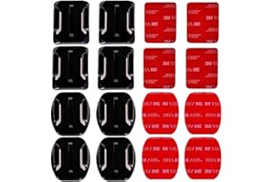 TSUWNO Fixation adhésive incurvée pour Casque GoPro/DJI - 8 Pack – pour Le Cyclisme, Le Ski, Le Surf – Supports Plats et incurvés, pour Une Prise de Vue en Toute sécurité.