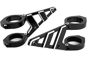 ALCHEMY PARTS Soportes Faros 54-55mm con Abrazaderas para Horquilla para Moto - CNC Aluminio