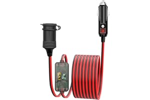 Giantdeer 4M 12V Cavo di Prolunga Accendisigari Auto,Presa Accendisigari Cavi Adattatore con LED Voltmetro Amperometro,10A/17 AWG,Prolunga Accendisigari Universale Impermeabile per 12V Caravan Frigo