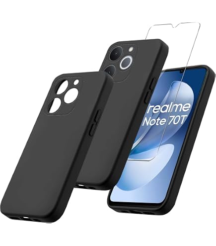 LYZXMY Cover per Realme C67 4G(6.72) Nero Custodia + 3 Pezzi Pellicola Protettiva in Vetro Temperato, Ultra Sottile in Silicone Protettivo Bumper TPU Morbido Gel Case