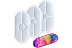 Bustlwor 3 Stück Silikonform Tablett Untersetzer, DIY Untersetzer aus Silikon， Ovale Silikonform, für DIY Teetablett Obsttablett Schmucktablett Kunsthandwerk(Weiß)