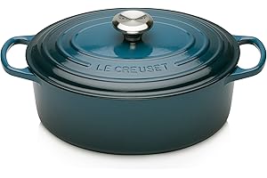 Le Creuset Cocotte en Fonte Émaillée Signature avec Couvercle, 27 cm, Ovale, 4,1 L, 4,425 kg, Deep Teal, 21178276422430