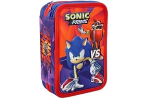 BGN Astuccio 3 Scomparti Bambino Scuola Elementare, Astuccio Triplo Tre Zip Piani Cerniere, 44 Pezzi Materiale Scolastico Completo di COLORI GIOTTO, Rosso