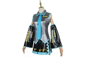 PUYYDS Vocaloid Miku Cosplay Wig Costume Japan Midi Dress Beginner Future Miku Cosplay Female Halloween Women's Costume Men size