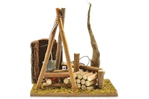 RIFFELMACHER & WEINBERGER Riffelmacher Lagerfeuer mit Baum und Kochstelle 78290 - beleuchtet - Toll zur Modelleisenbahn Zubehör Weihnachten Krippe