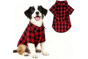 FEUVOIS Hunde Weihnachtskostüm Hunde Weihnachtsoutfit Hundes Karierte Hundeshirt Hundes Weihnachtskleidung Weihnachtshemd Weihnachtspyjamas für Welpen Mantel Kostüm für Kleine Mittlere und Große Hund M