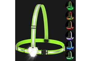 Zacro LED Running Lights for Runners with 9 RGB Mode, 500LM High Visibility Adjustable Running Chest Lights for Walking at Night, Rechargeable Running Vest with Light for Cycling Hiking Dog Walking