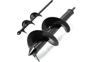 SYITCUN 2pcs Garden Auger, Heavy Duty Manganese Steel Bulb Planting Auger, 8x30cm & 4x22cm, Drill Planter Garden Bulb Planter Tools