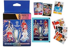 Topps UEFA Champions League 24/25 - Eco Pack - Contains 8 Packets of Stickers Plus a Bonus 3 Sticker Packet (51 Stickers in Total)