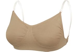 JiaYouLC Nude Seamless Dance Bra with Clear Straps & Back Women Girls Adjustable Straps Invisible Backless Bra - Not Suitable for D+ Cup