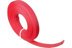 Othmro Cable de PET Envoltura de alambre trenzado expandible manga de alambre eléctrico de alta temperatura 3 mx10 mm rojo 1 unids