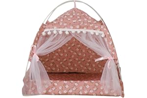 BITEATEY Cat Tent Cave Bed with Removable Cushion 2-In-1 Cat Dog Teepee Bed House Cat Nest Sleeping Bag Pet Indoor Outdoor House with Breathable Mesh Four Seasons Universal