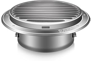 Aygrochy Griglia di ventilazione 150 mm in acciaio inox 304, spessore parete valvola piatta, griglia di scarico, copertura di sfiato con viti di protezione dagli insetti.