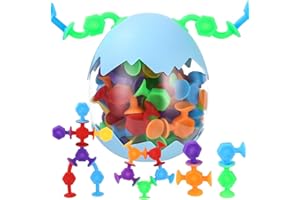 HUIFOO 53 Pezzi Giocattolo a Ventosa Sensoriale, Giocattoli a ventosa, Giochi bagnetto neonato Silicone Aspirazione Giocattolo con Organizzatore per Bambini Regalo 3 4 5 6 7 8 Anni ragazzi e ragazze