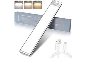 HAOTAO 25CM Motion Sensor Cupboard Lights, 72 LED 2000mAh Under Cabinet Light USB Rechargeable Battery Light, Dimmable Under Cupboard Light for Closet Wardrobe Stairs Kitchen