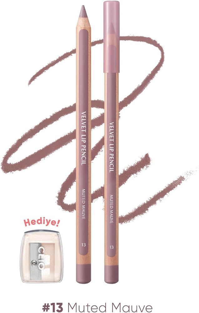 CLIO Kremsi Formüle Sahip Dudak Kalemi ve Kalemtıraş Seti Velvet Lip Pencil Set 13 Muted Mauve