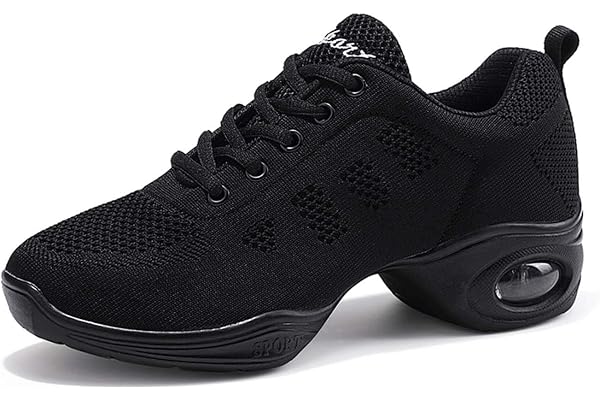 Chaussures de Sport Jazz pour Femmes Chaussures d'entraînement à la Danse de Danse de Marche Sportive de Zumba Athletic à Lacets Maille de Coussin d'air Fitness Femme Sneakers